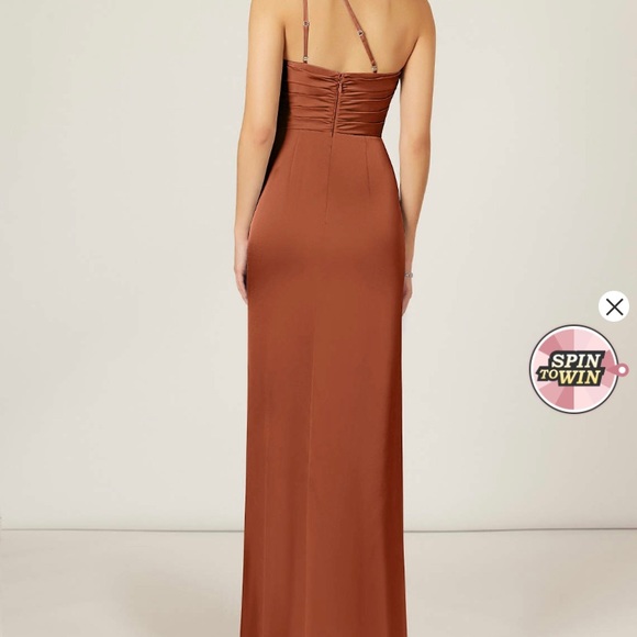 Azazie Stretch Satin Eren Dress in Cedar Rose- Size 2 - Picture 2 of 3
